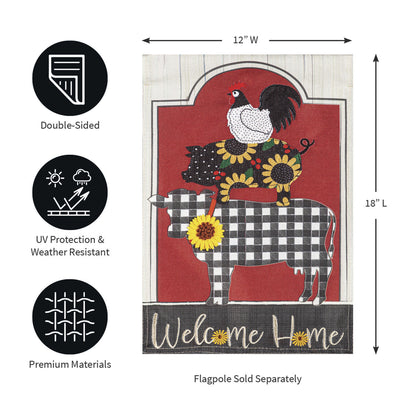 Farm Friends Burlap Garden Flag
