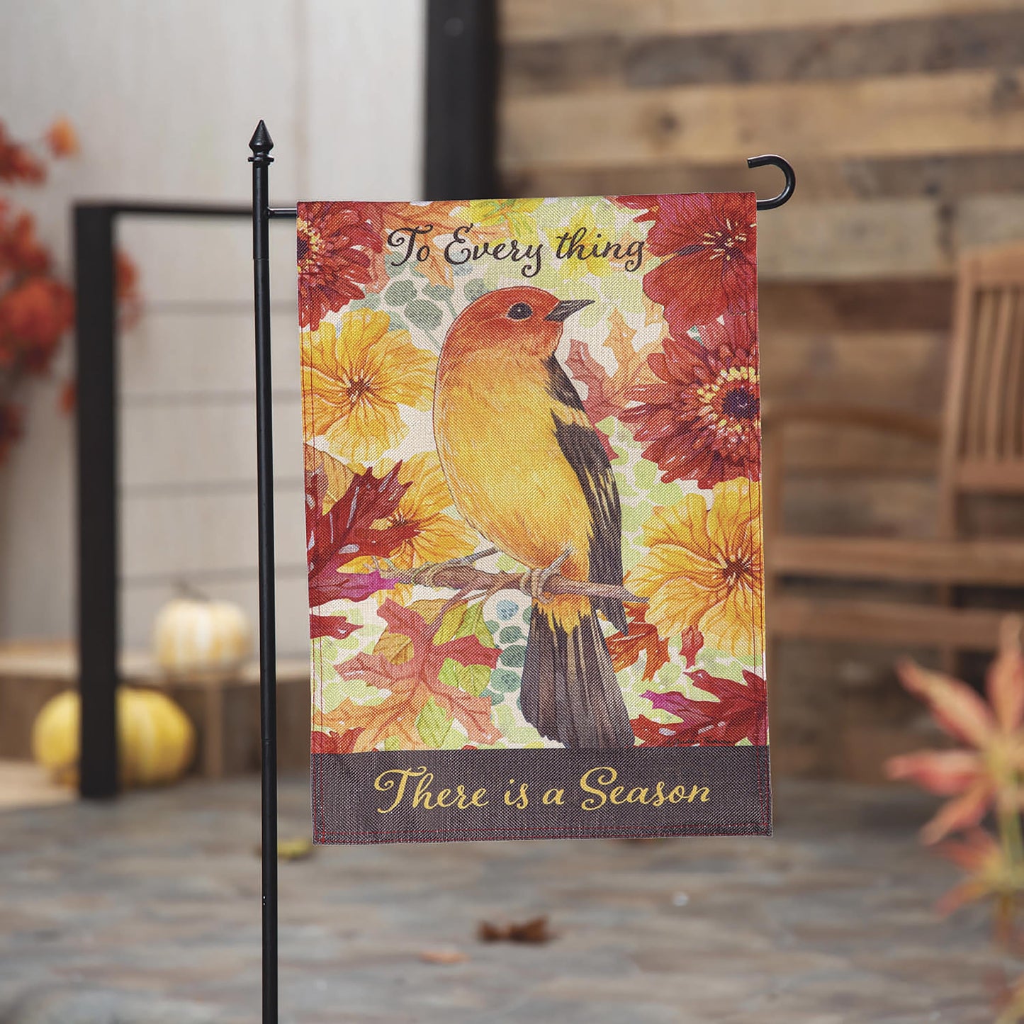 Changing Seasons Bird Burlap Garden Flag