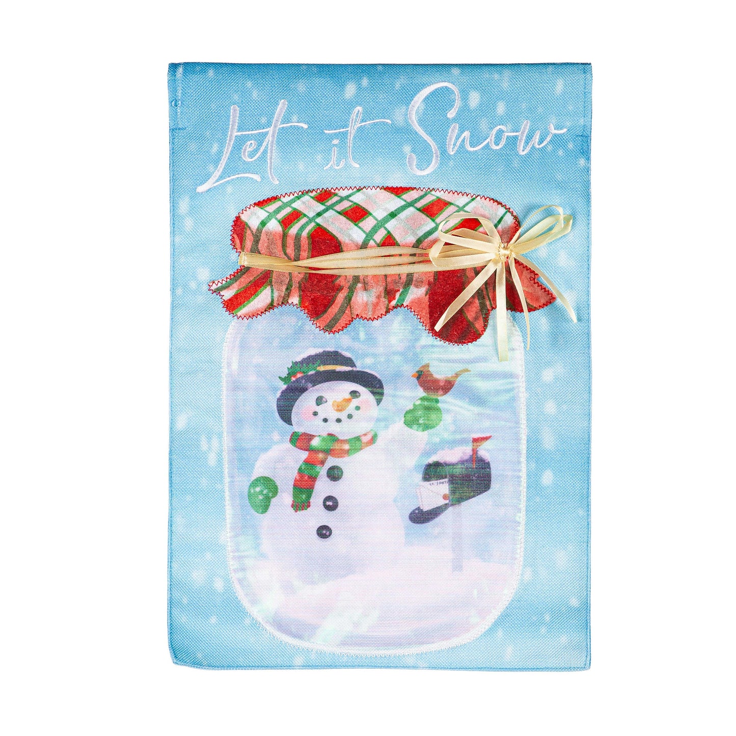 Let it Snow Snowman Burlap Garden Flag