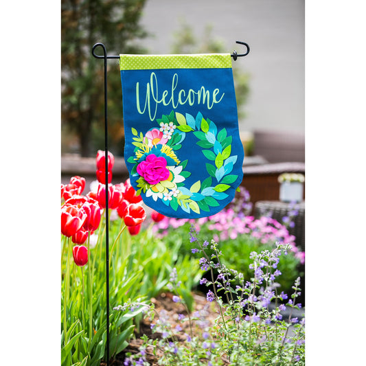 Flower Garden Burlap Flag