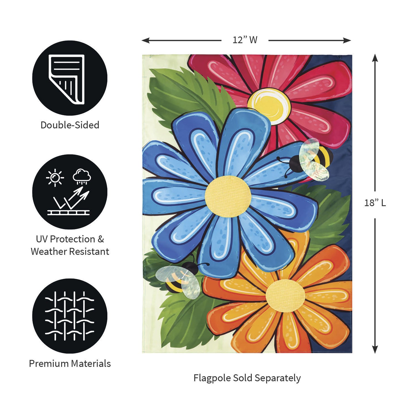 Spring Floral Applique Garden Flag