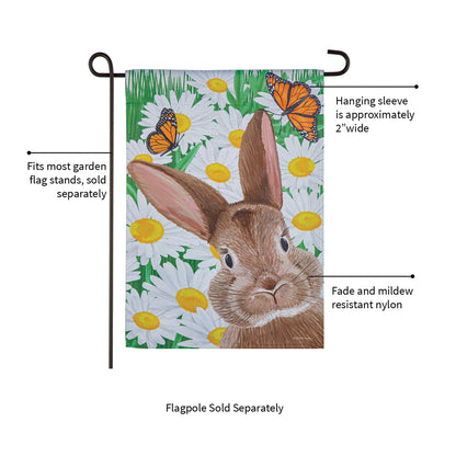 Hello Bunny Suede Garden Flag