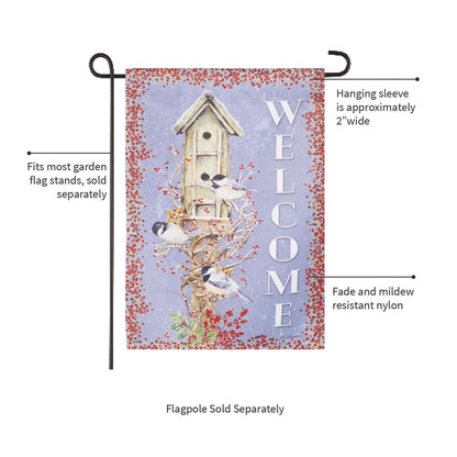 Chickadee Dee Dee's Suede Garden Flag
