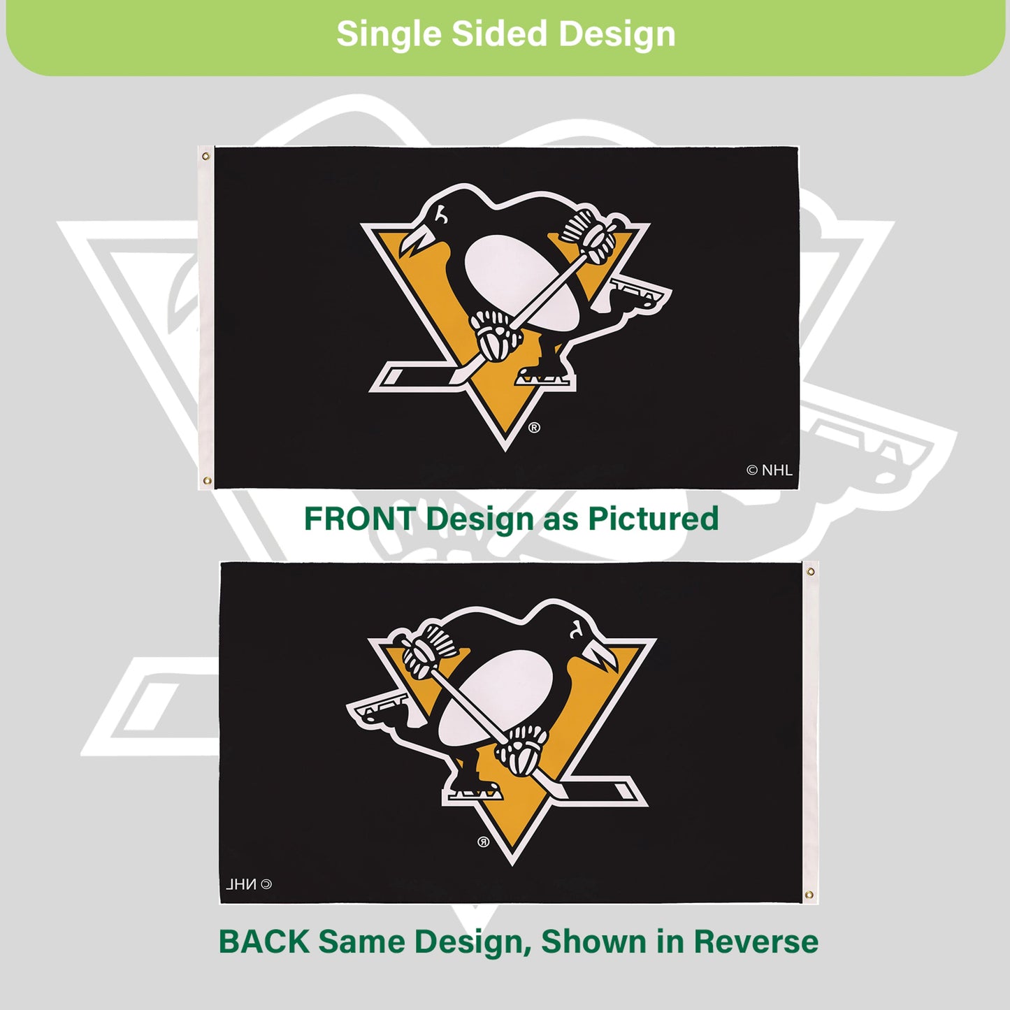 Pittsburgh Penguins Single Sided Estate Flag with 2 Grommets, 3'x5'