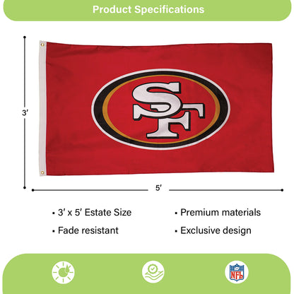 San Francisco 49ers Single Sided Estate Flag with 2 Grommets, 3'x5'