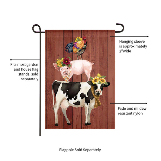 Fall Farm Stack Garden Linen Flag