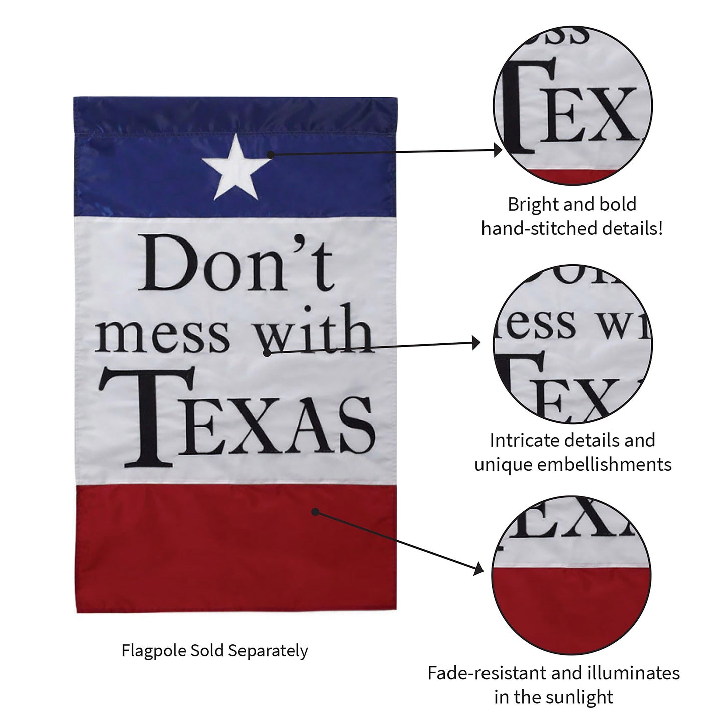 Don't Mess With Texas Garden Applique Flag
