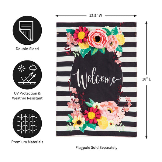 Floral Swag Welcome Garden Burlap Flag