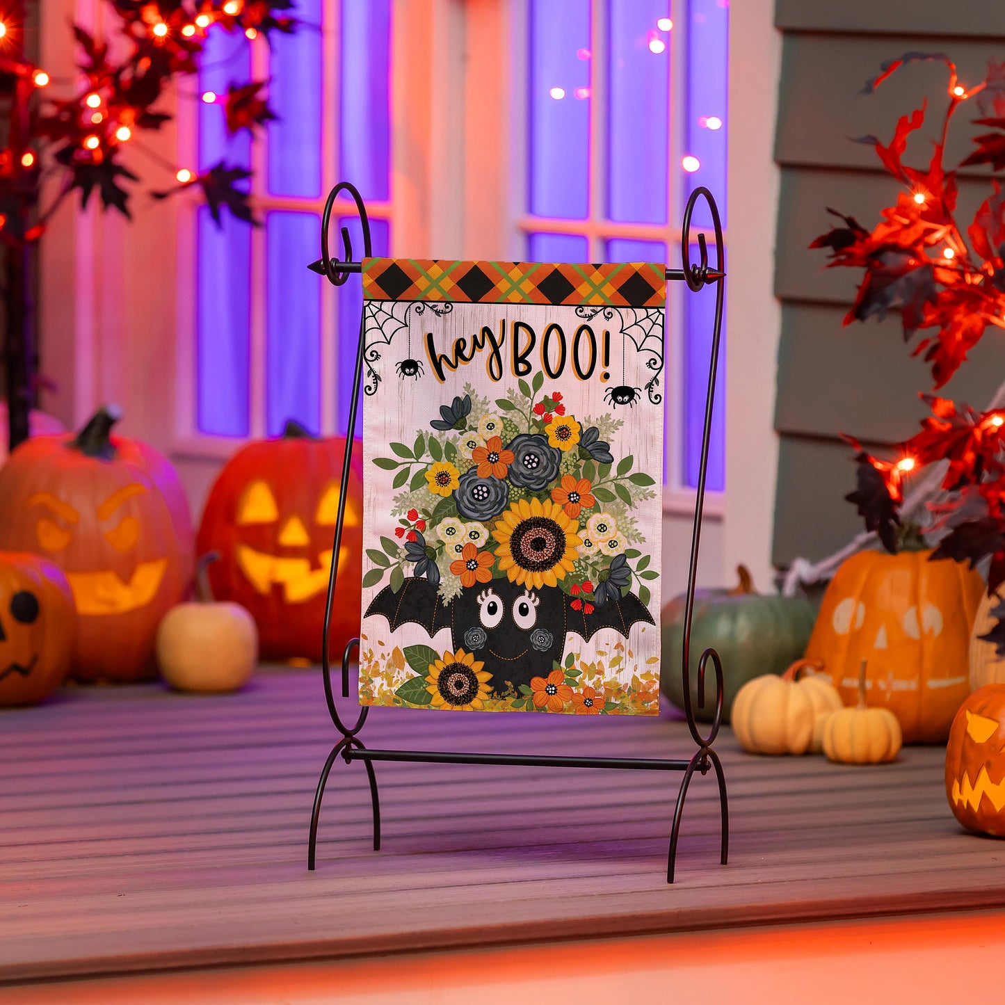 Hey Boo Moire Garden Flag