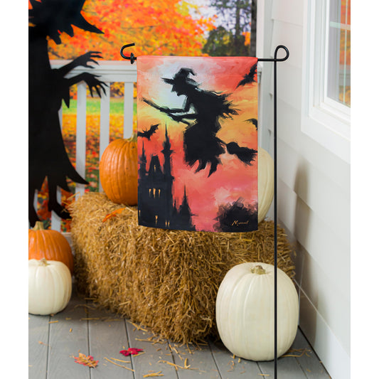 Halloween Witch Garden Suede Flag