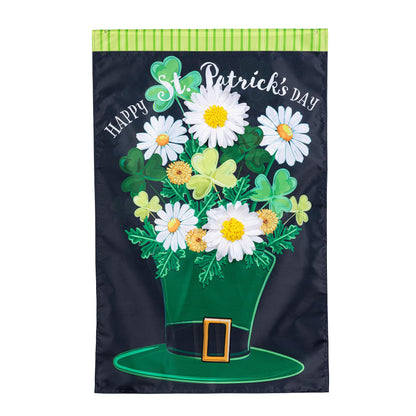 Happy St. Patrick's Day Floral Hat Applique House Flag