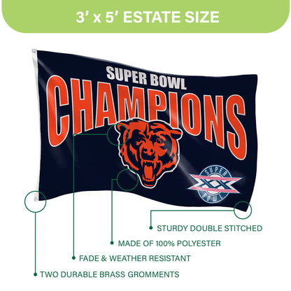 Chicago Bears Superbowl XX Champions Football 3x5 Flag