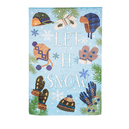Let it Snow Winter Fun Suede House Flag