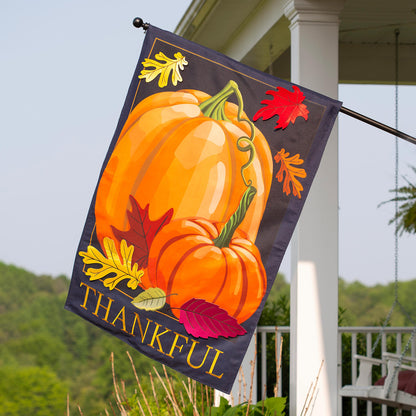 Autumn Pumpkins Estate Size Embellished Burlap Flag