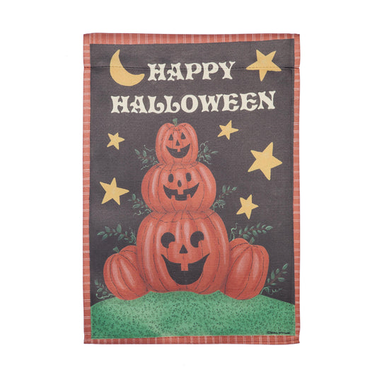 Halloween Jack-O-Lantern Stack Garden Suede Flag