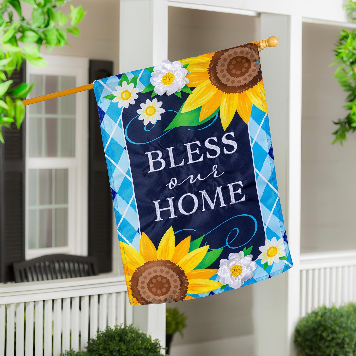Bless Our Home Sunflowers Applique Garden Flag