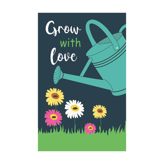 Grow with Love Watering Can Basic Applique House Flag