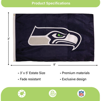 Seattle Seahawks Single Sided Estate Flag with 2 Grommets, 3'x5'