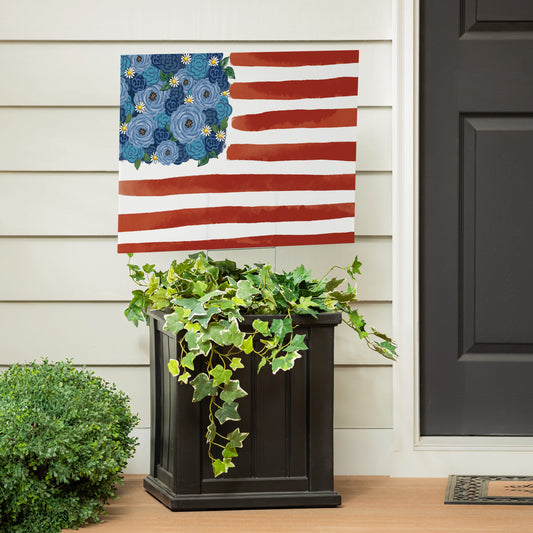 American Classic Blooming Americana Yard Sign, Flag, 24"x18"