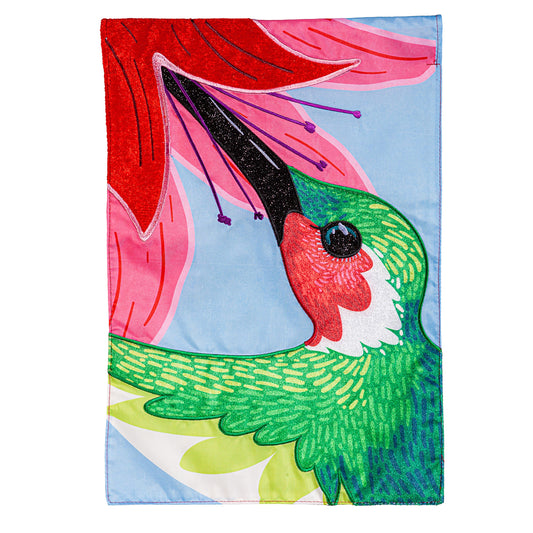 Big Hummingbird Applique House Flag