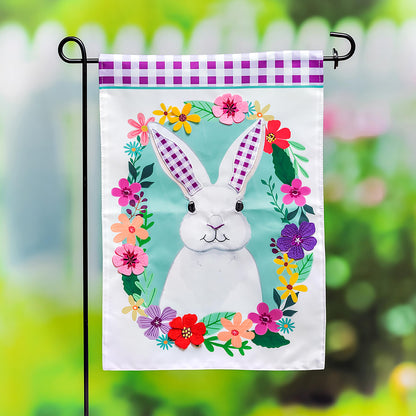 Gingham Bunny Garden Applique Flag