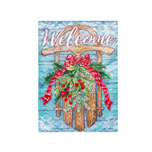 Welcome Sled Moire Garden Flag