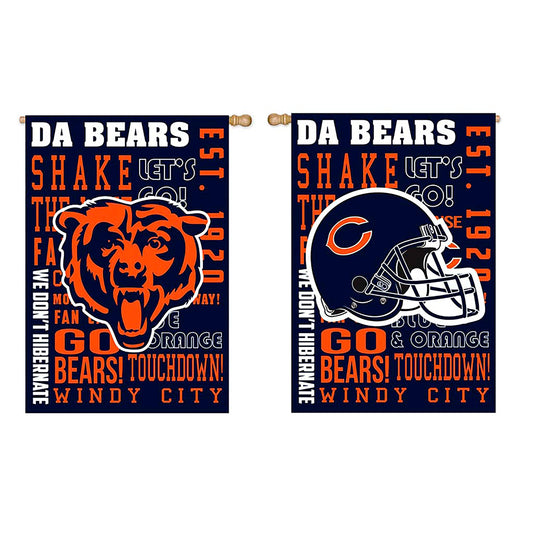Double-Sided Fan Rules NFL Team Pride Sueded House Flag, Chicago Bears