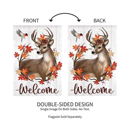 Autumn Deer Wreath Moire Garden Flag