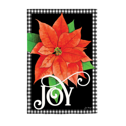 Joy Poinsettia Burlap Garden Flag