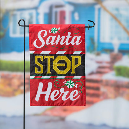 Classic Santa Stop Here Garden Applique Flag