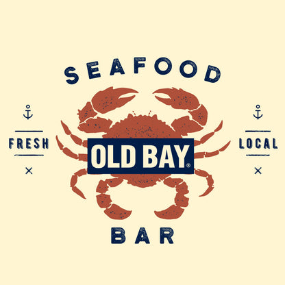 Old Bay Seafood Bar Lobster Logo Ringer T-Shirt - Beige and Navy