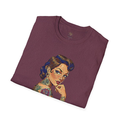 Clothed With Strength Tattooed Pin Up Vintage Graphic Tee