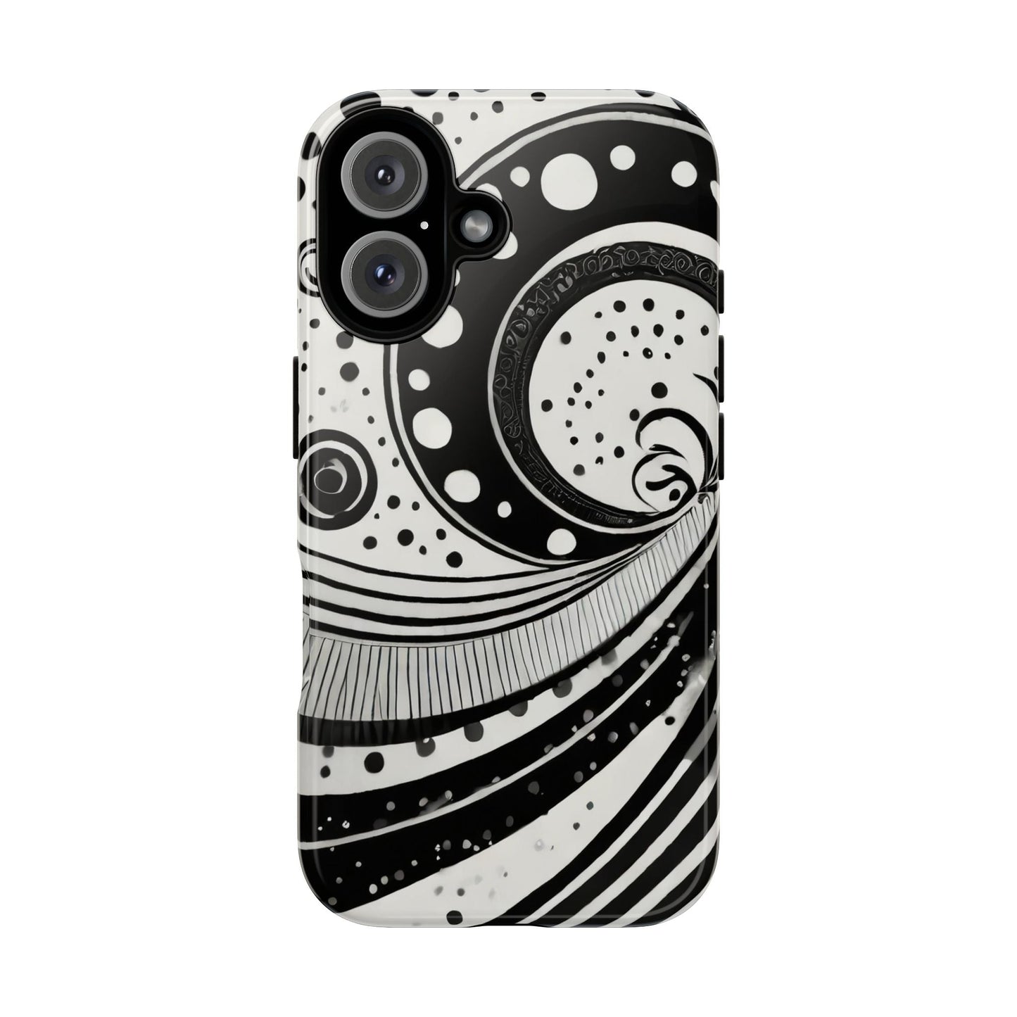 Artistic Black & White Swirl Tough Phone Case