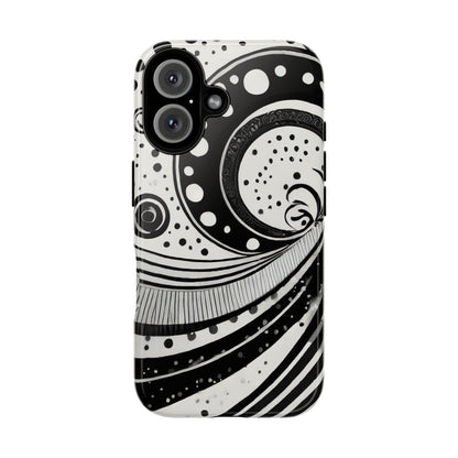 Artistic Black & White Swirl Tough Phone Case