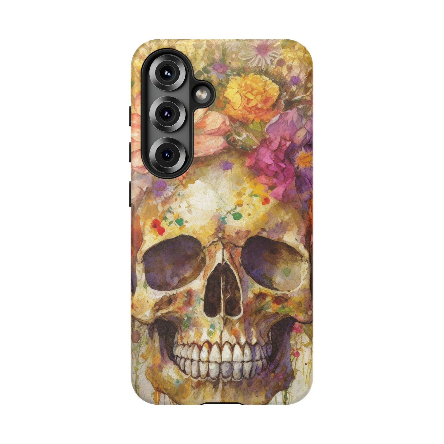 Unique Floral Skull Tough Phone Case