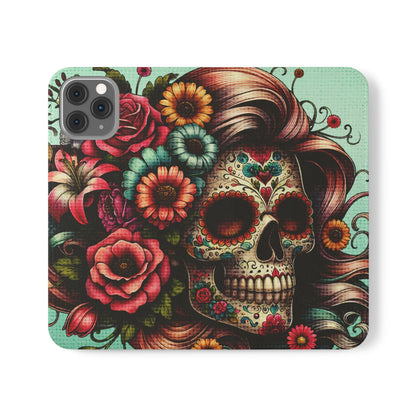 Sugar Skull Flip Wallet Phone Case