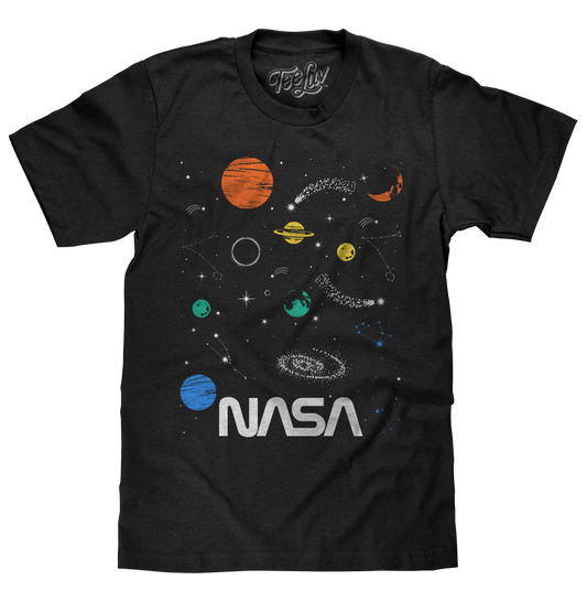 NASA Planets and Stars Space T-Shirt - Black