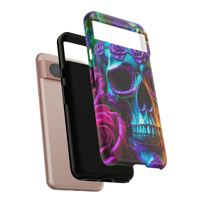 Neon Skull and Roses Vibrant Tough Phone Case