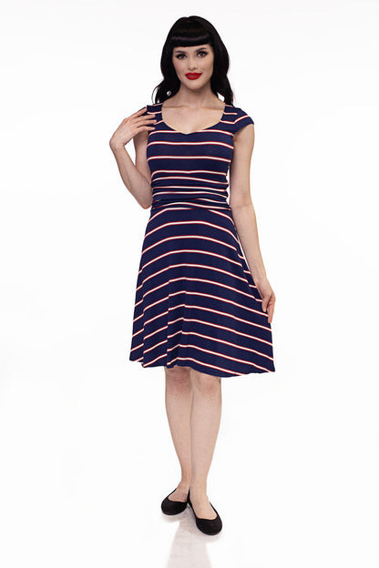 Amelia Dress in Navy Stripes - XS only