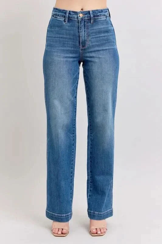 Judy Blue Full Size High Waist Contrast Thread Straight