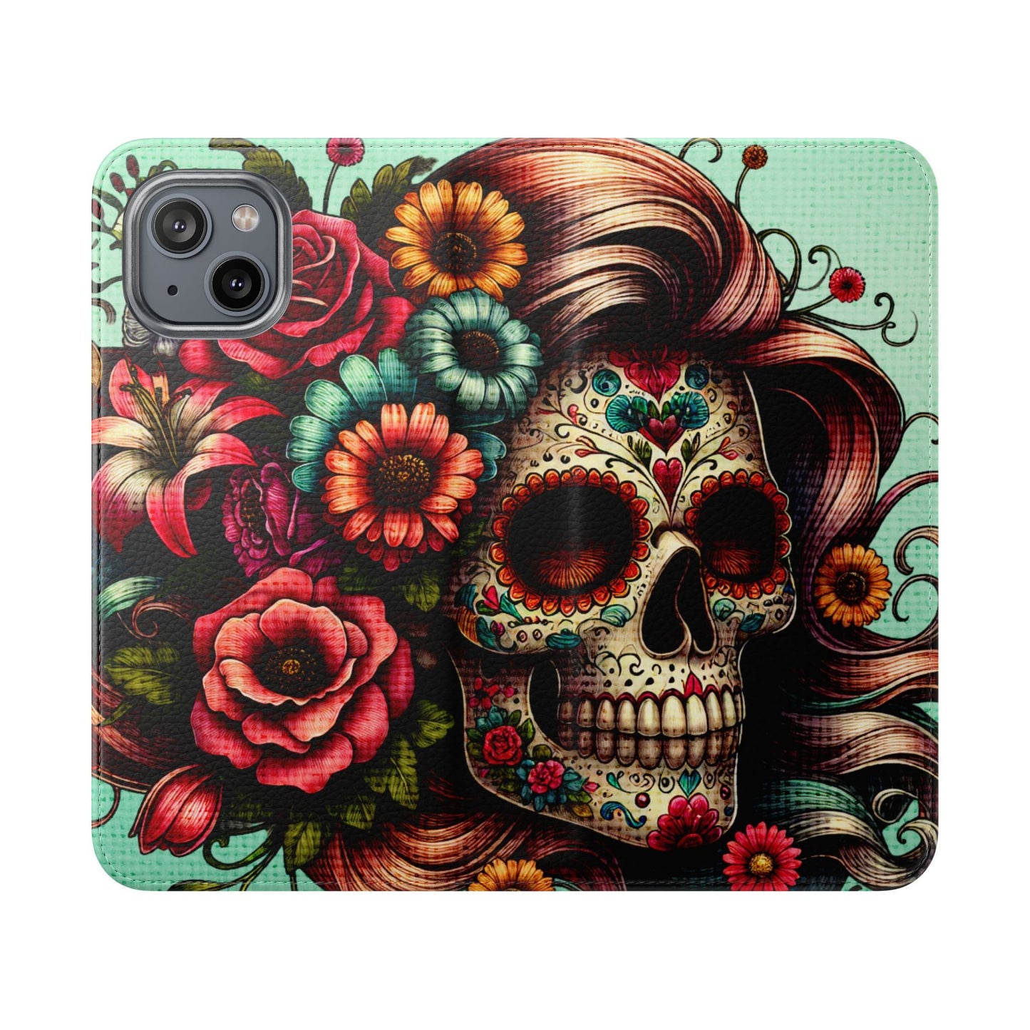 Sugar Skull Flip Wallet Phone Case