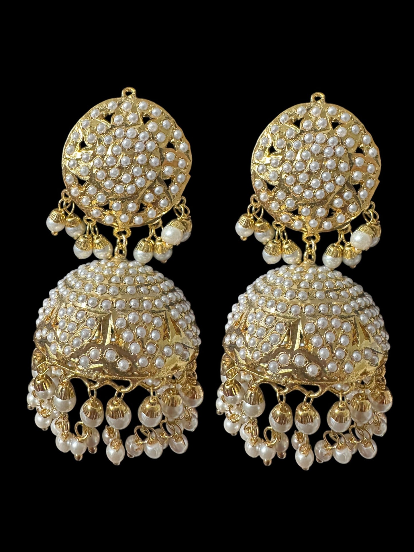 DER795 Jadau jhumka in pearls ( SHIPS IN 3 WEEKS )