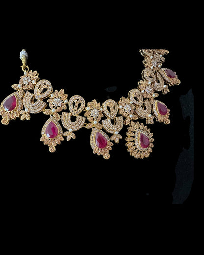 BR463 Ruby and zircon bridal set ( SHIPS IN 4 WEEKS )