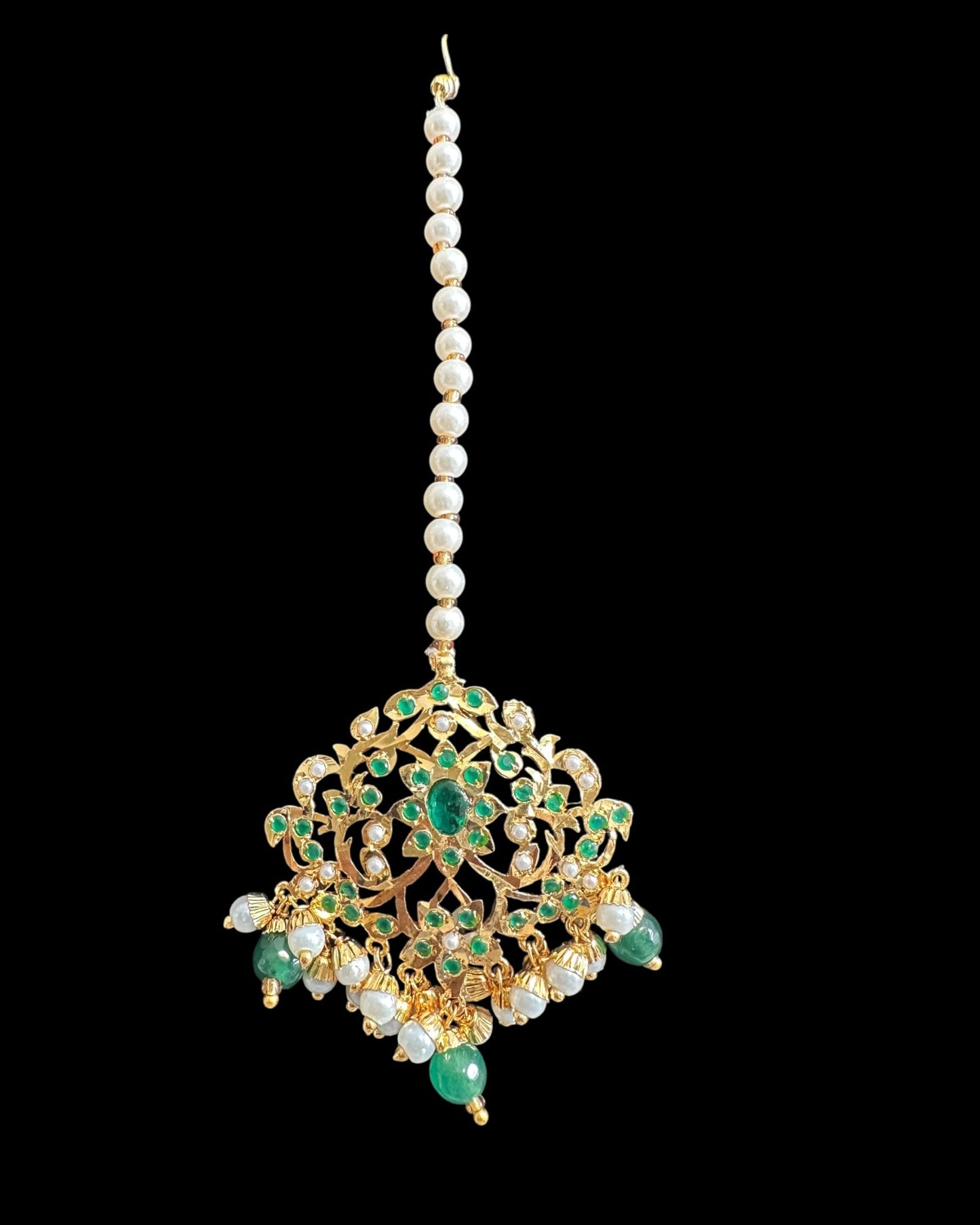 C568 Gold plated jadau choker in emerald pearls ( READY TO SHIP )