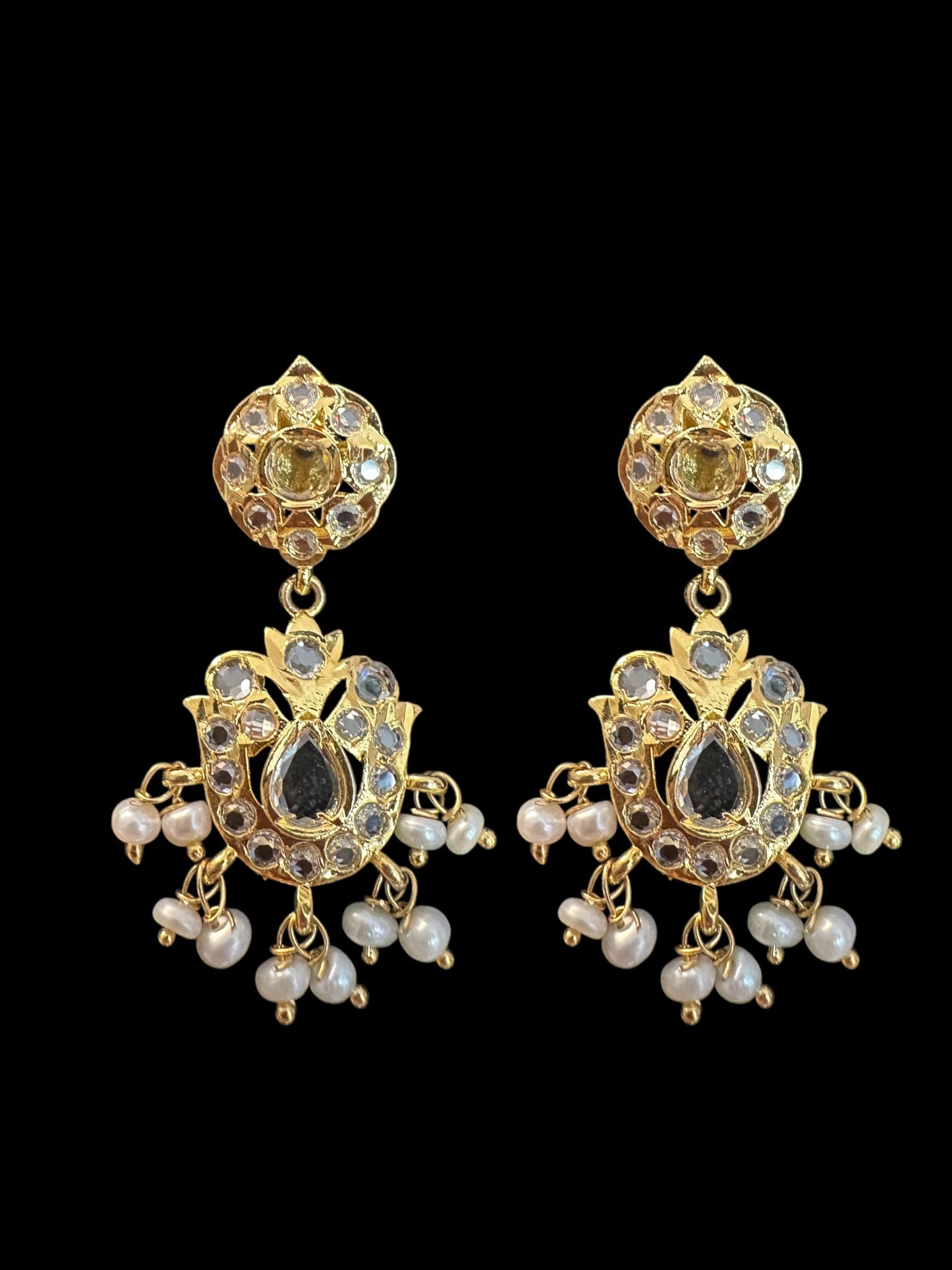 SAT105 Mallika hyderabadi three layer necklace set in fresh water pearls ( READY TO SHIP )