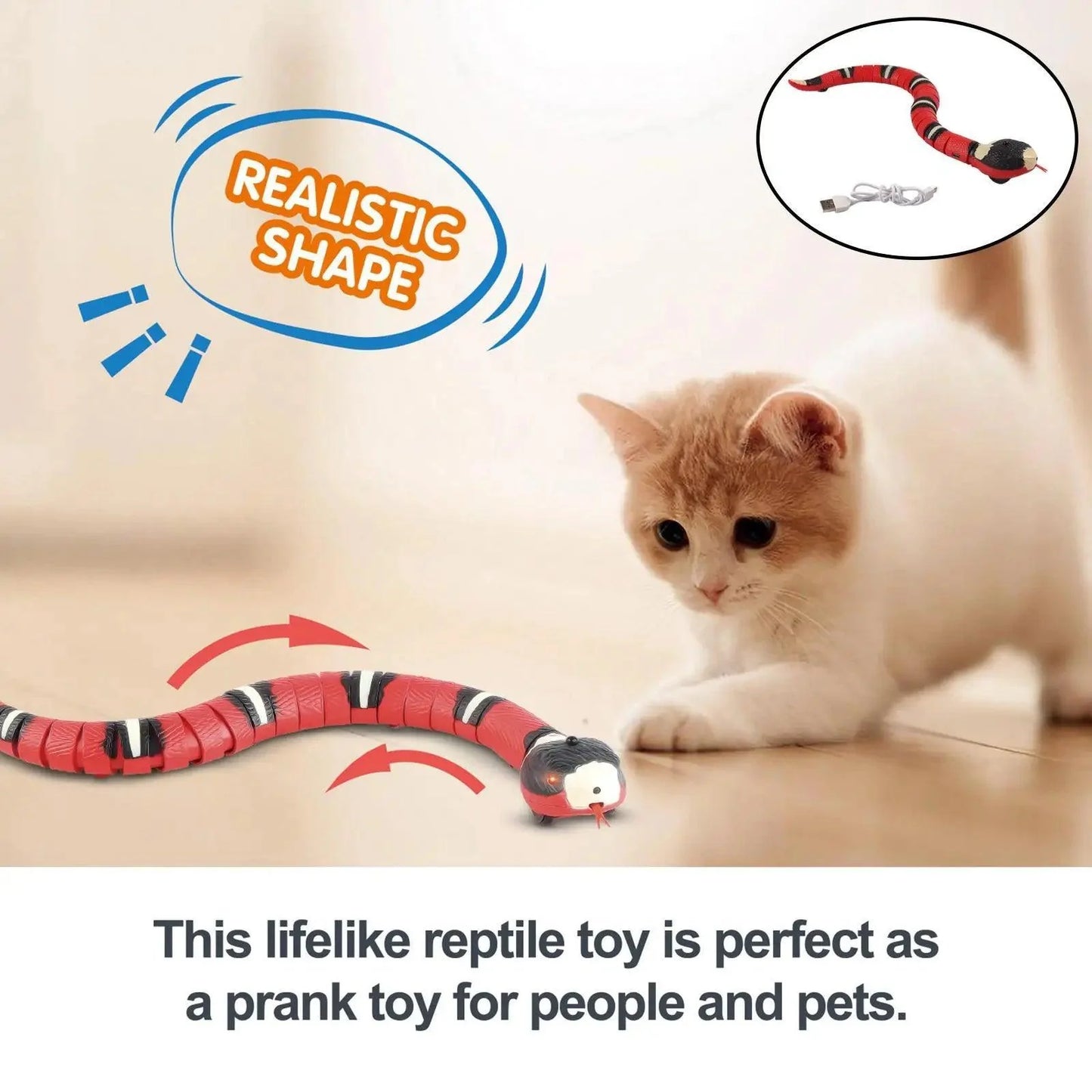 Interactive Moving Snake Toy for Cats