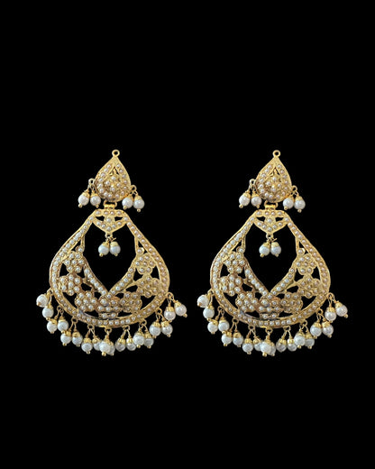 Jadau chandbali earrings tika in pearls ( READY TO SHIP )