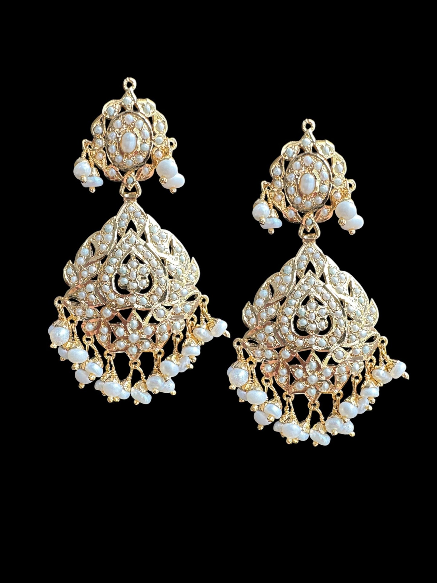 NADINE Navya gold plated earrings in silver - Fresh water pearls ( SHIPS IN 4 WEEKS )