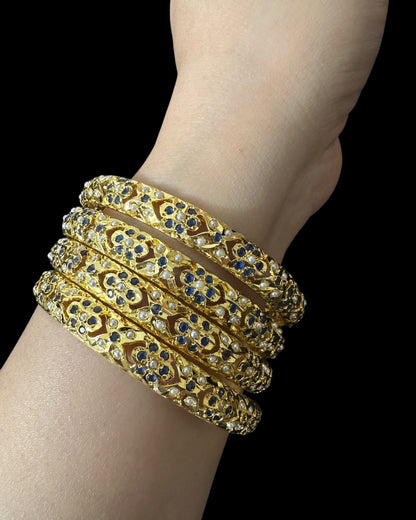 B808 Amira sapphire pearls bangles - set of 4 ( READY TO SHIP )