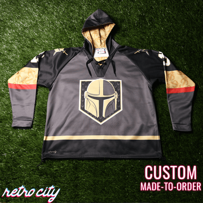 Mando Bounty Hunter Custom Lace-Up Hockey Hoodie Sweater